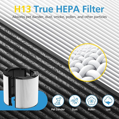 Combi 360°Glass Filter For Dyson HP1 HP2 TP09 TP07 TP06 TP04 TP10 TP7A HP04 HP06 HP07 HP09 HP10 HP4A HP7A PH01 PH02 PH03 PH04 PH3A DP04 PC1 PC2 Air Purifier,HEPA+Activated Carbon Filter #965432-01