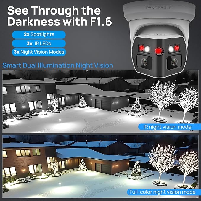 4K 8MP Dual Lens Security Camera Outdoor with 180° Panoramic Wide Angle, Human/Vehicle Detection, Full Color/EXIR 2.0 Night Vision, POE IP Camera with 2-Way Audio, SD Slot(up to 512G),IP67,B LUE Iris