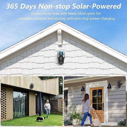 GALAYOU 2K Cameras for Home Security-2.4G WiFi Outdoor Camera Wireless Solar/Battery Powered, 360° PTZ Color Night Vision, PIR Detection, SD/Cloud Storage, Waterproof, Work with Alexa, R1 2P Black