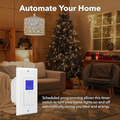 BN-LINK 7 Day Programmable Astronomical Timer Switch for Lights, Dusk to Dawn Light Switch Timer Indoor, Sunrise Sunset Wall Timer Switches, Neutral Wire Required, Single Pole Only, ETL Listed