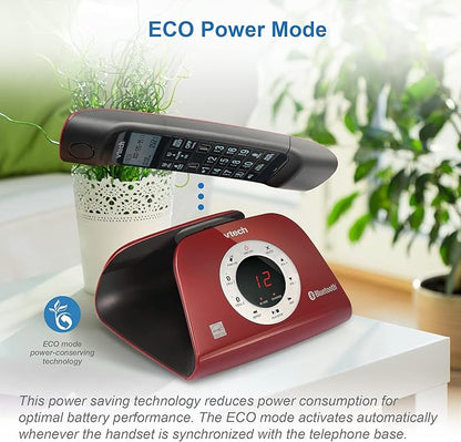 VTECH VS122-16 Retro-Design Cordless Phone: Bluetooth Connect to Cell, Call Blocker, Answering System, Full-Duplex Speakerphone