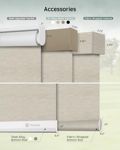 Yoolax Motorized Blinds with Remote, Light Filtering Smart Roller Shades Work with Alexa, Google, Apple Homekit, Custom Automatic Shades with Voice Control for Living Room (Jacquard Coffee)