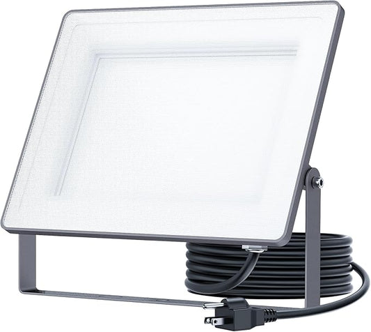 100W 12000LM Flood Lights Outdoor, Bright LED Work Light with Plug, 6500K Daylight White LED Flood Lighting, Security Yard Lights, Waterproof for Garage, Yard, Porch 1 Pack