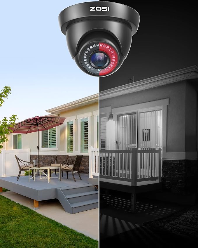 ZOSI 4 Pack 1080p 2MP HD-TVI Home Security Camera Outdoor Indoor 1920TVL, Weatherproof Surveillance CCTV Black Dome Camera, 80ft Night Vision, 24PCS LEDs, 90°View Angle