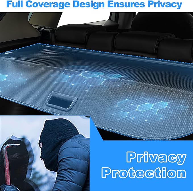 AUXKO Retractable Cargo Cover for Audi Q5 SQ5(Not for Sportback) 2026 2025(from Autumn), Trunk Cover Luggage Security Shade Cover for 2026 Q5 SQ5 Shielding Anti-Peeping Privacy Screen, Carbon Fiber