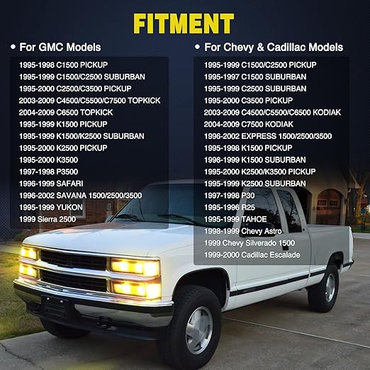 Nilight Headlight Dimmer Switch Compatible with 1995 1996 1997 1998 1999 Chevy Silverado 1500 Tahoe Astro GMC Yukon 2000 Cadillac Escalade Yellowish LED Light