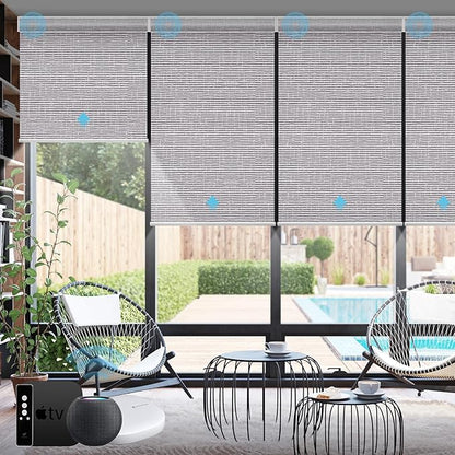 SmartWings Motorized Smart Blinds with Remote, Custom Automatic 100% Blackout Roller Shade Compatible with Alexa/Homekit/Google, Electric Smart Blinds for Indoor Windows, Safari Rock Grey