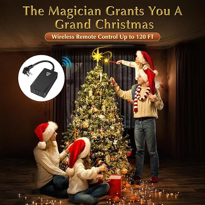 Magical Christmas Wand Remote Control Outlet | Christmas Tree Remote Control | Christmas Tree Decorations | Christmas Tree Ornaments | No Batteries Included | Smart Outlet with 100 Ft Range - Red