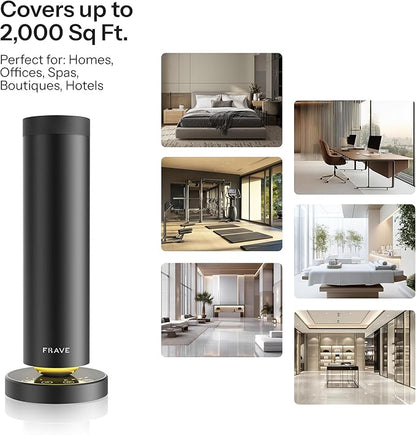 Tower Waterless Scent Diffuser, 2000 Sq Ft Coverage, Luxury Hotel Scent Oil Diffuser for Large Room, Home, Office, Hotel, Remote & App Control, Essential Oil Cold Air Machine, Onyx