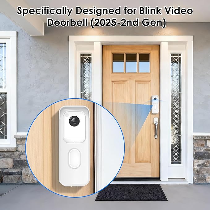 No Drill Door Mount for Blink Video Doorbell (2025 2nd Gen), Adhesive Mounting Bracket Accessories for Security System, Not for Blink Video Doorbell (2021&2023 Release), White