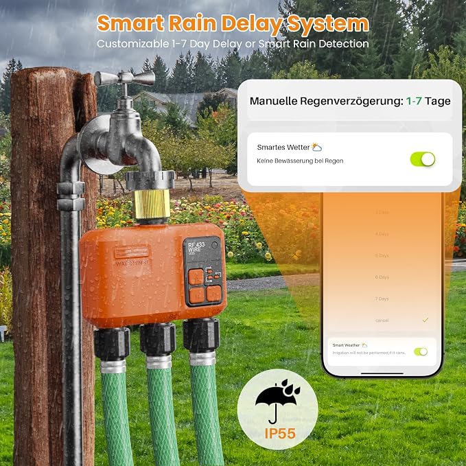 Smart WiFi Sprinkler Timer 3 Zone, Water Timer for Garden Hose Irrigation