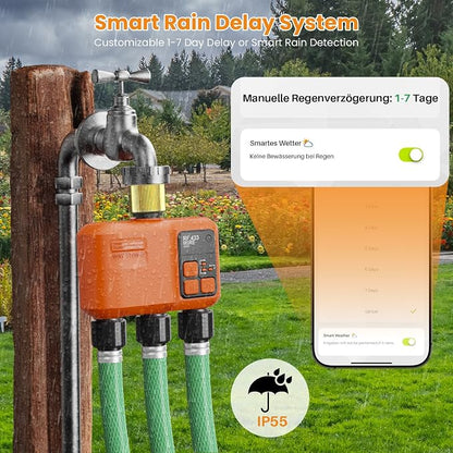 Smart WiFi Sprinkler Timer 3 Zone, Water Timer for Garden Hose Irrigation