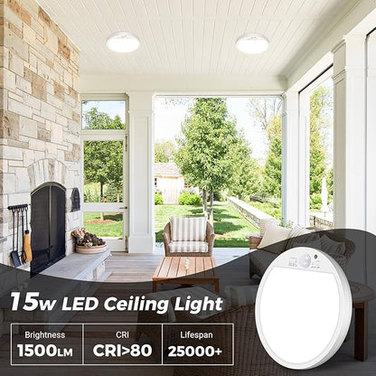 slochi Motion Sensor Light Indoor Hardwired PIR, 3000K/4000K/6500K LED Closet Lights Motion Sensored, 15W 1500LM 7 in, Timer, Motion Activated Flush Mount Ceiling Light for Hallway Wall Pantry, White
