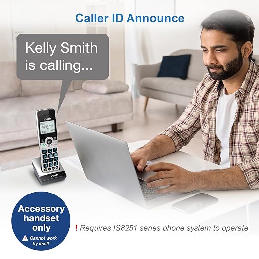 VTech IS8201 Additional Handset for IS8251 Business Grade Cordless Phone Series, Perfect for Home Office, Smart Call Blocking, Answering System, Bluetooth Connect to Cell