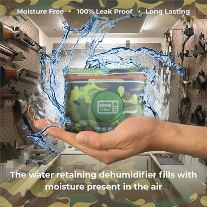 Zarpax Gun Safe Dehumidifier Camouflage - Rechargeable Desiccant Dehumidifier Bags - Reusable & Absorbs Moisture & Humidity - 4x Pack