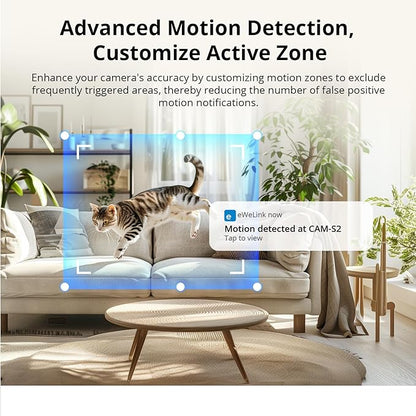 SONOFF Smart Security Camera, CAM-S2 Indoor HD Dog-Camera, Motion Detection for Baby and Pet Monitor