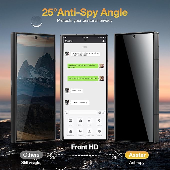 Asstar 2 Pack Samsung Galaxy Z Fold 7 Privacy Screen Protector, 9H Hardness Tempered Glass Front Privacy Screen Protector for Samsung Galaxy Z Fold 7 with Alignment Frame, Anti-Scratch Case Friendly Accessories Bubble Free