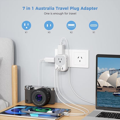 TESSAN Australia Plug Adapter, New Zealand Power Adaptor, 2 Pack
