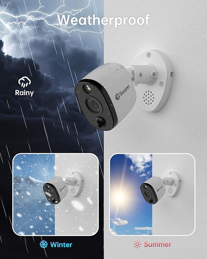 Swann Add-On DVR Bullet Security Camera System with Sensor Spotlight, 4K Ultra HD Video, Indoor or Outdoor Design, Dusk to Dawn Color Night Vision Plus True Detect™ Heat and Motion Detection, 1 Pack