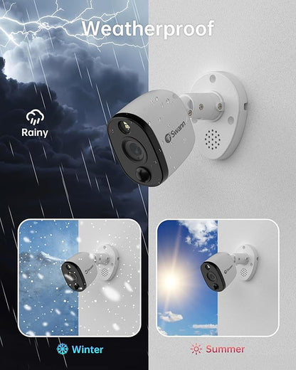 Swann Add-On DVR Bullet Security Camera System with Sensor Spotlight, 4K Ultra HD Video, Indoor or Outdoor Design, Dusk to Dawn Color Night Vision Plus True Detect™ Heat and Motion Detection, 1 Pack