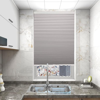 Changshade Custom Cellular Shades Blackout Blinds Cordless for Indoor Windows, Room Darkening Light Blocking Black Out Honeycomb Blinds for Living Room, Bedroom, Bathroom, Grey