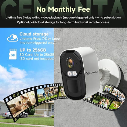 4MP Security Cameras Wireless Outdoor,No Subscription Required, Dual-Band 2.4G/5G WiFi, AI Motion Detection Siren Alarm, 2-Way Audio, Full-Color Night Vision, 3-Month Battery Life