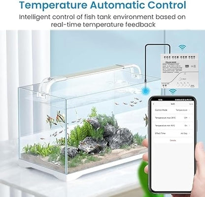 Tuya WiFi Smart Temperature Sensor Controller,4CH 85-250V Relay Switch, Remote Voice Control, APP Remote Control, Dry Contact, Real-Time Monitoring, Compatible with Alexa and Google Home