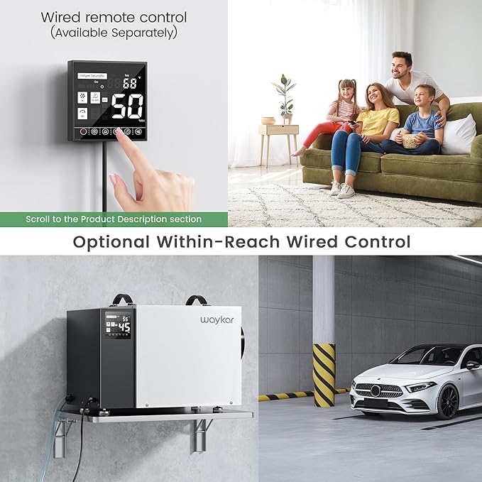 Waykar 125 Pint Crawl Space Dehumidifier with Drain Hose for Commercial, Basements, and Industry Water Damage Unit for Spaces up to 6500 Square Feet, Smart Humidity Control - 5-Year Quality Coverage