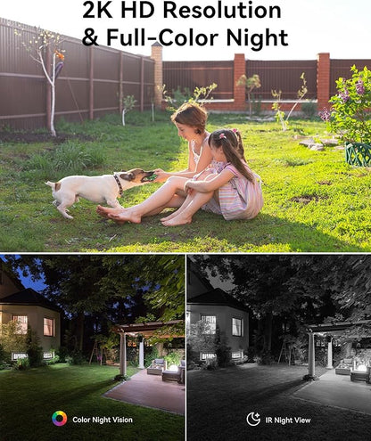 LIWAN Solar Security Cameras Wireless Outdoor, 360° View PTZ Camera for Home Security, 2K HD Color Night Vision, AI Human Detection, IP66 Weatherproof, 2.4GHz WiFi Only