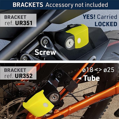 URBAN UR6 Hi-Tech Motorcycle Disc Lock with Smart Alarm | Best Value | 120dB, LED, Warning, A+ Sensitivity, Truly Waterproof, Long-Life CR2 Battery, Carried Locked, Bike Anti Theft Wheel Brake Locks