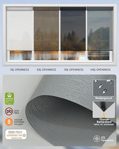 Yoolax Motorized Solar Shades Light Filtering Motorized Blinds with Remote Smart Blinds Work with Alexa, Google, Flame Retardant Roller Shades for Windows, Customized (3% Openness Twilight Gray)