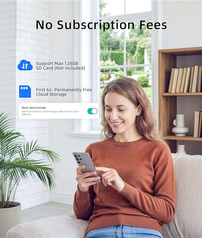 3MP Camera Doorbell Camera Wireless Video Doorbell 2K HD- No Subscription Required, Free Human Motion Detection, Package Detection, Battery Powered, Works with Alexa &Google Assistant,2.4GHz WiFi Only