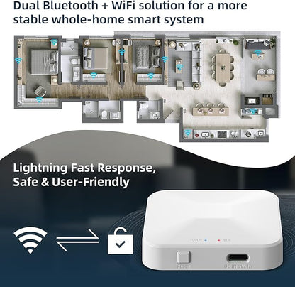 TUYA Smart Lock WiFi Gateway, G2 Gateway for Smart Door Lock, Easy Install Remote Keyless Entry, Zigbee Hub & Bluetooth to WiFi Bridge for Tuya Devices