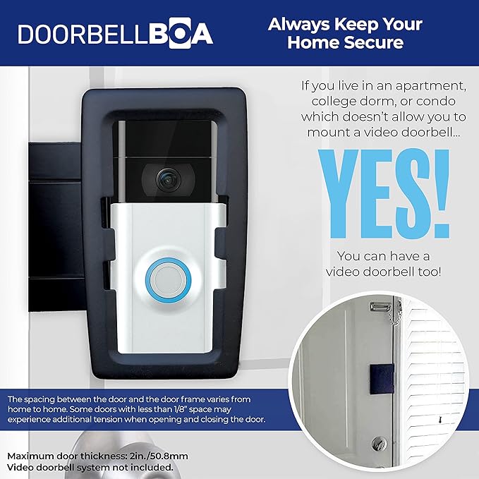 Anti-Theft Video Doorbell Door Mount, No Tools or Installation, Mounts Securely in Seconds, Compatible with Ring & Other Video Doorbells (Black)