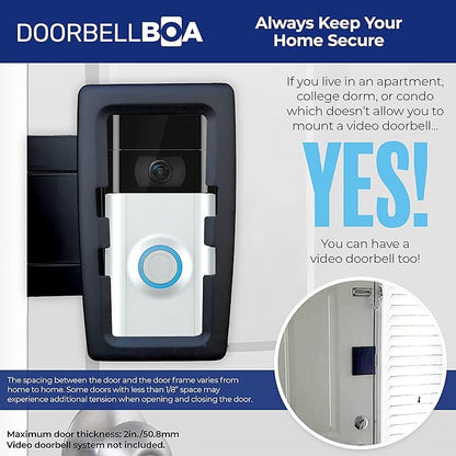 Anti-Theft Video Doorbell Door Mount, No Tools or Installation, Mounts Securely in Seconds, Compatible with Ring & Other Video Doorbells (Black)