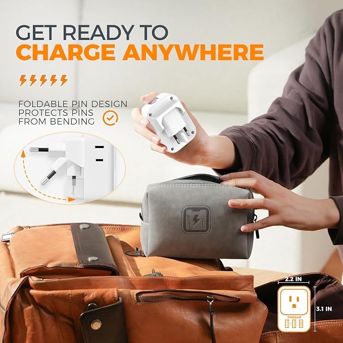 TESSAN European Travel Plug Adapter 2 Pack, Type C Foldable Plug