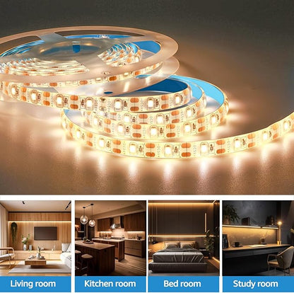 5V USB LED Strip Lights, Warm White 3500K 9.84ft SMD 2835 IP65 Waterproof 180 LEDs Plug and Play Rope Light Strips with Switch for Bedroom, Kitchen Decoration