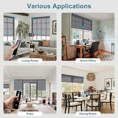SmartWings Motorized Light Filtering Roller Shades 70% Blackout Work with Matter Homekit Alexa Z-Wave ZigBee SmartThings Google, Cordless with Remote Control, Twilight Charcoal Grey