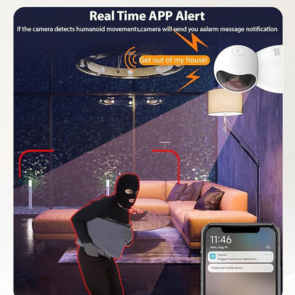 3MP Security Camera 2.4G WiFi Smart Indoor Monitoring Cam with Night Viewing 2-Way Audio Phone APP Remote Control Motion Detection for Pet Home Security Monitor Intelligent Alarm System