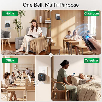 Wireless Doorbell with 2 Buttons, Smart WiFi Doorbell Chime with App Alarm