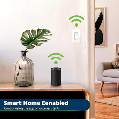 TOPGREENER Smart Wi-Fi Switch, Control Lighting from Anywhere, in-Wall, Single Pole or 3-Way, No Hub Required, Works with Amazon Alexa and Google Assistant, TGWF15S, White