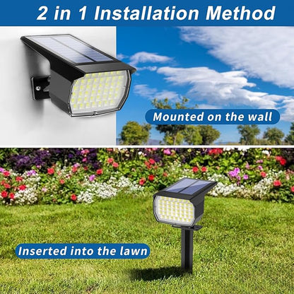 WENATY Solar Spot Lights Outdoor Waterproof IP65, 2 Pack Landscape Spotlights with 46 LEDs, 3 Modes Auto On/Off Solar Powered Flood Lights for Outside Pathway, Yard, Garden, Walkway (Cool White)