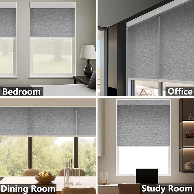 Motorized Light Filtering Roller Shades – Smart Electric Blinds for Living Room, Alexa Google Home Siri, Matter Compatible, Custom Window Shades, Cordless Rechargeable