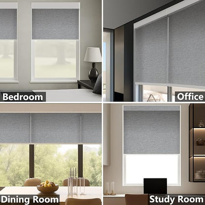 Motorized Light Filtering Roller Shades – Smart Electric Blinds for Living Room, Alexa Google Home Siri, Matter Compatible, Custom Window Shades, Cordless Rechargeable