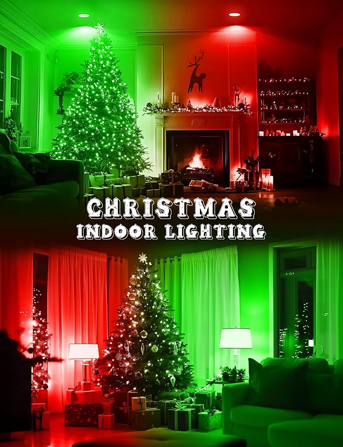 JandCase BR30 Christmas Light Bulbs, E26 Base Christmas Red and Green Indoor Flood Light Bulbs, Red Green Flood Light Bulbs for ChristmasDecoration,11W(65W Equivalent),Not-Dimmable, 2 Pack
