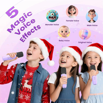 Mini Karaoke Machine for Kids Adults, 2026 TOP Birthday Gifts for Girls Boys 3,4,5,6,7,8+Year Old Toddler Toys, Portable Bluetooth Speaker with 2 Wireless Karaoke Microphones Player (Deep Pink)