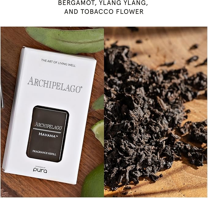 Archipelago Botanicals Pura Havana Smart Home Scent Refill, Air Diffuser Refill with Up to Six Weeks of Long-Lasting Fragrance per Refill, Clean Air Freshener for Home or Office, 0.33 Fl Oz