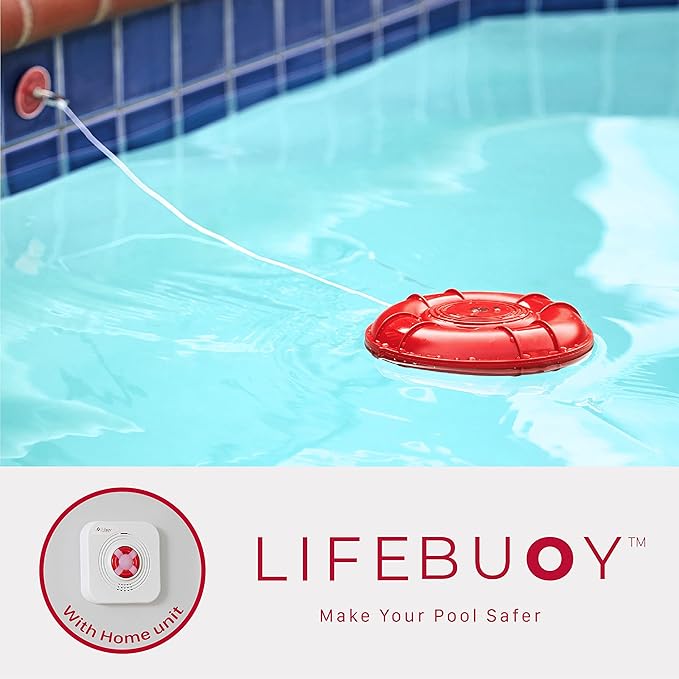 Lifebuoy Pool Alarm System - Pool Motion Sensor with Advanced Algorithm - Smart Pool Alarm That is Application Controlled. Powerful Sirens Blare at Poolside and Indoors