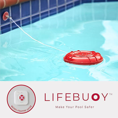 Lifebuoy Pool Alarm System - Pool Motion Sensor with Advanced Algorithm - Smart Pool Alarm That is Application Controlled. Powerful Sirens Blare at Poolside and Indoors