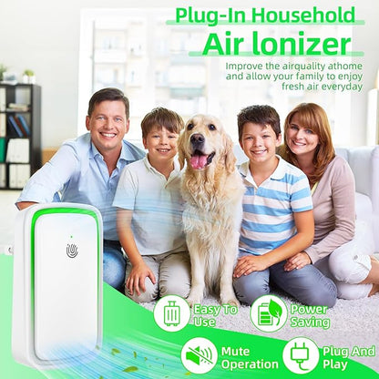 Plug In Air Ionizer - 6Pack Air Purifier with 3 LED Night Light,Negative Air Ionizer for Home Use,Mini Filterless Mobile Air Cleaner for Odor,Smoke Dust,Pets,Quiet Operation Air Freshener for Home